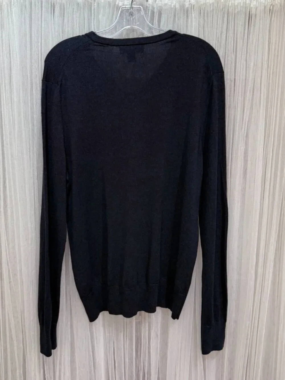 Banana Republic Luxury Blend Men's L V-Neck Sweater Silk Cashmere Navy Blue